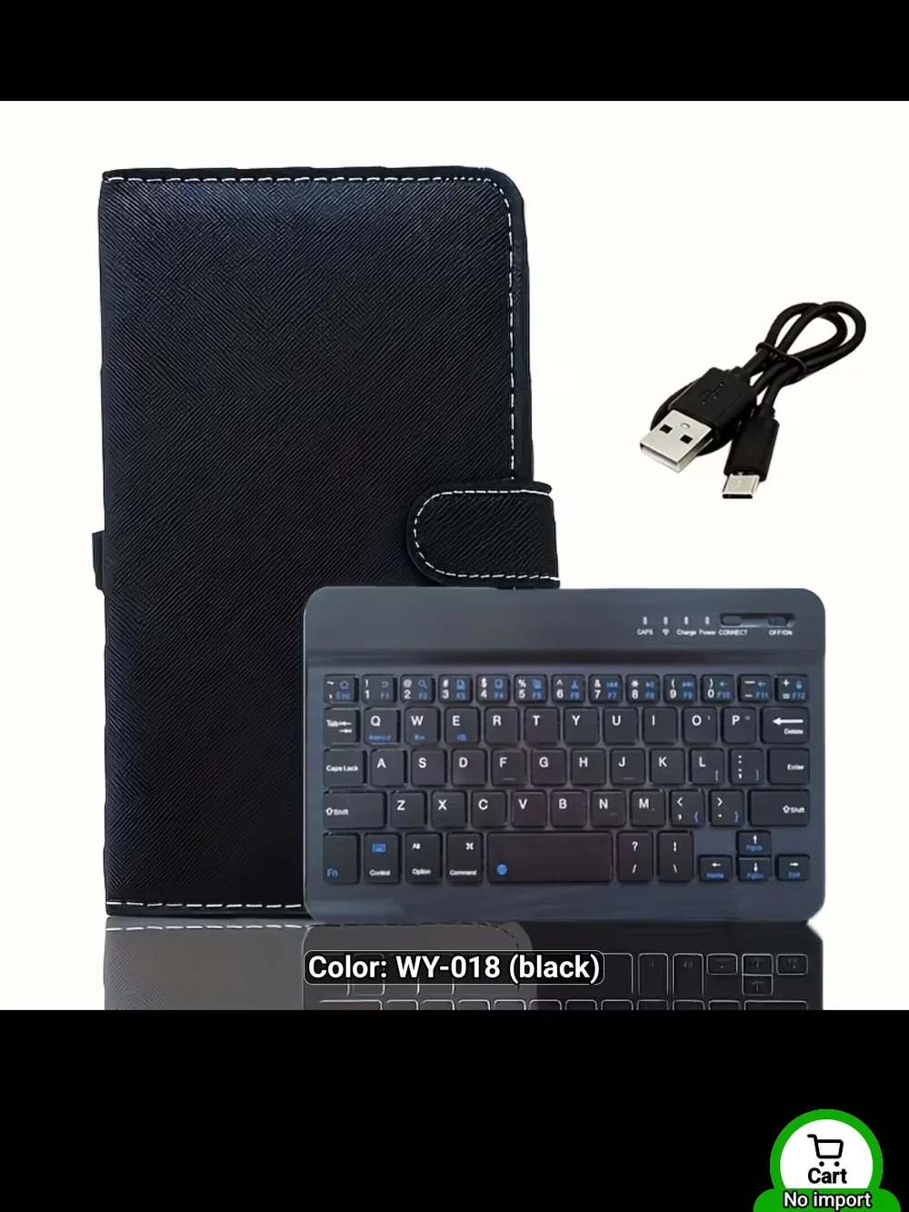 Universal Black Bluetooth Keyboard Case for Tablets with USB Cable